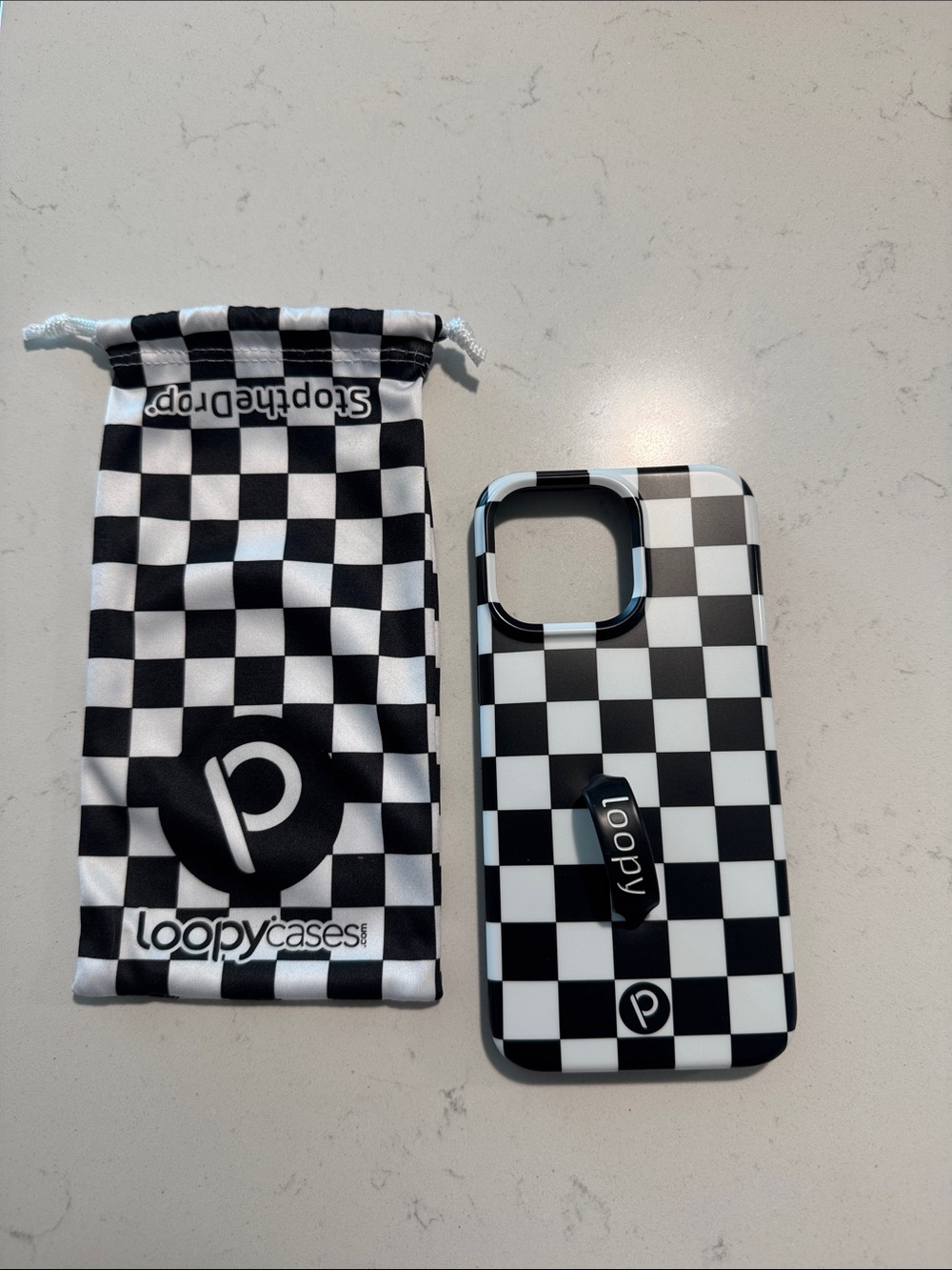 Loopy Case Checkerboard iPhone Case with Loop Grip iPhone 15 Pro Max
